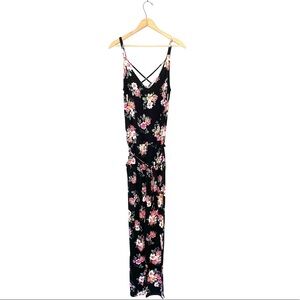 Pink Rose Vintage | Black Floral Jumpsuit